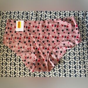 CALVIN KLEIN Invisibles Patriotic Star Printed Pink Hipster Panty Womens Sz L 7
